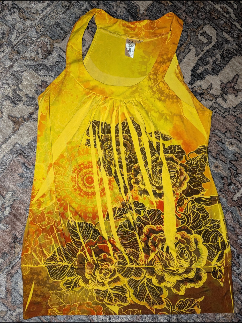 Vintage 90's Yellow Floral Grunge Tank Top